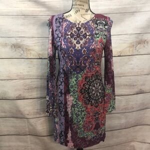 Nicole Miller Artelier Dress Long Sleeves Size Medium Purple
